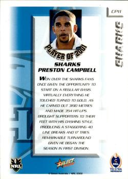 2002 Select Challenge - Club Player of the Year #CP11 Preston Campbell Back